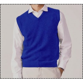 CHALECO LISO CERRADO CUELLO PICO CORTO, AZUL DUCADOS