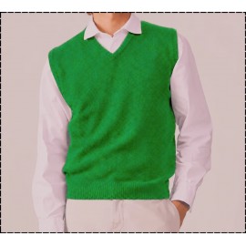 CHALECO LISO CERRADO CUELLO PICO CORTO, verde