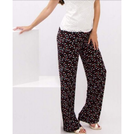 PANTALON SUELTO DE TOPOS NEGRO MUJER