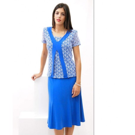 FALDA AZUL CON VUELO. MUJER