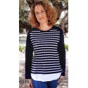 CAMISETA DOBLE EFECTO DE RAYAS MUJER