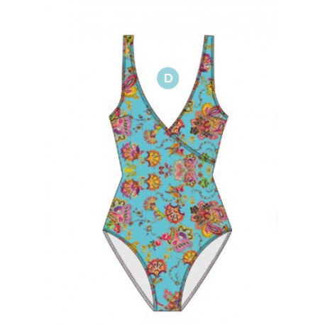 BAÑADOR ESTAMPADO TURQUESA MUJER ANOA