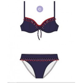 BIKINI AZUL MARINO CON VOLANTES MUJER DOCOR