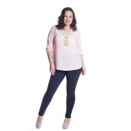 BLUSA FLUIDA CON PASAMANERIA TALLAS GRANDES MUJER +COLORES