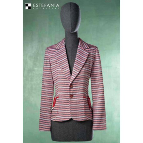 BLAZER DE RAYAS ROJA DE MUJER ESTEFANIA RODRIGUEZ