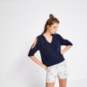 JERSEY SURKANA LISO AZUL MARINO MUJER MANGA FRANCESA 