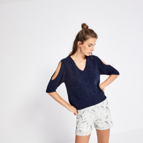 JERSEY SURKANA LISO AZUL MARINO MUJER MANGA FRANCESA 