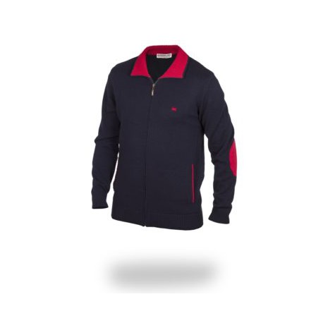 Chaqueta de punto de hombre Brown Jury azul marino con cremallera
