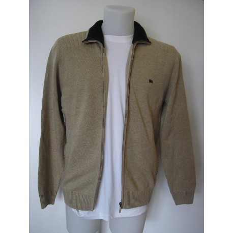 Chaqueta de punto de hombre Brown Jury beige con cremallera