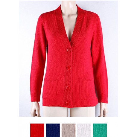 CHAQUETA ROJA CON BOLSOS MUJER