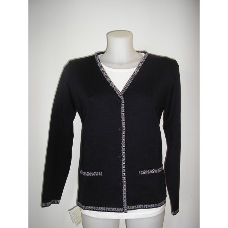 Chaqueta de punto de mujer Juper con bolsillos y vivo a contraste