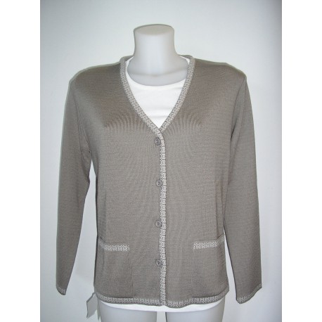 Chaqueta de punto de mujer Juper con bolsillos y vivo a contraste