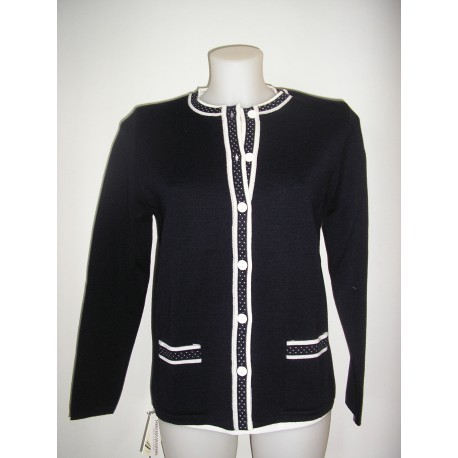 Chaqueta de punto de mujer Juper con bolsillos y vivo a contraste