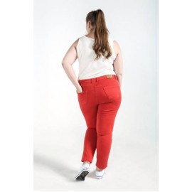 Vaquero pitillo de mujer talla grande Spg-jenuan en color rojo