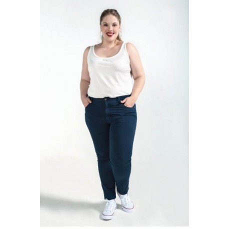 Vaquero pitillo de mujer talla grande Spg-jenuan en color azul marino