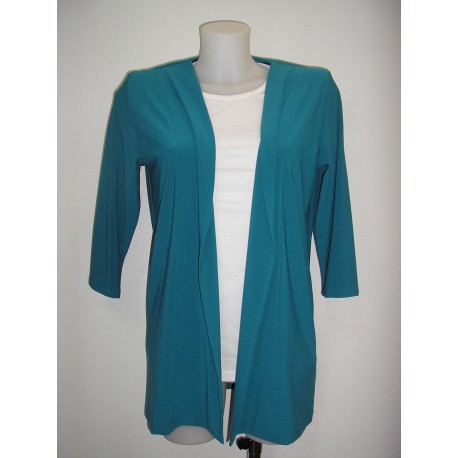 Chaqueta crepe larga verde petroleo mujer Boguar