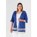 Chaqueta de flecos tallas grandes spg-jenuan mujer azul