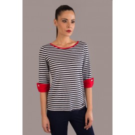 CAMISETA MUJER RAYAS MANGA FRANCESA +COLORES