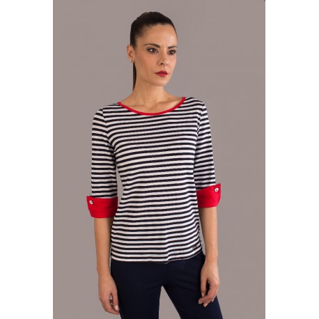 CAMISETA MUJER RAYAS MANGA FRANCESA