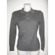 Jersey gris de mujer con cuello polo y manga larga
