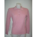 Jersey salmon de mujer con cuello polo y manga larga