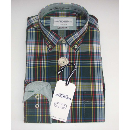 CAMISA TERGAL DE CUADROS HOMBRE CARLOS CORDOBA