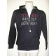 Chaqueta negra de felpa con cremallera y capucha para hombre.