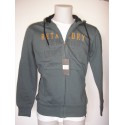 Chaqueta verde de felpa con cremallera y capucha para hombre.