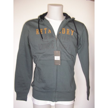 Chaqueta verde de felpa con cremallera y capucha para hombre.