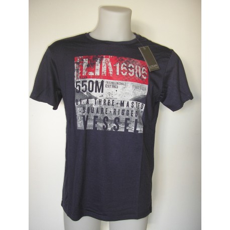 Camiseta de manga corta de color azul marino para hombre.