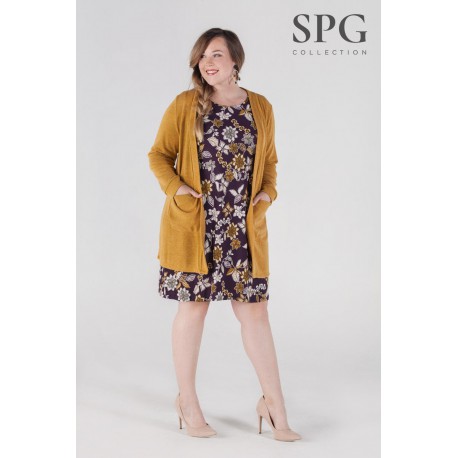 CHAQUETA LARGA MOSTAZA MUJER TALLAS GRANDES SPG-JENUAN