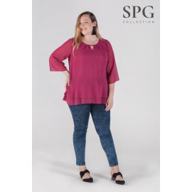 BLUSA GASA LISA FUCSIA MUJER TALLAS GRANDES SPG-JENUAN