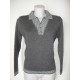 Jersey de mujer gris con cuello polo y manga larga Juper