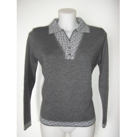 Jersey de mujer gris con cuello polo y manga larga Juper