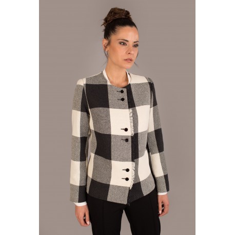 CHAQUETA CUADROS MUJER CHEMA BLANCO