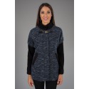 CHAQUETON JASPEADO CON MANGA Y CUELLO DE PUNTO