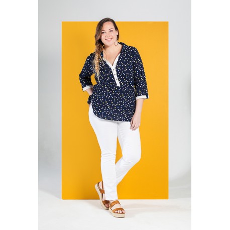 BLUSON AZUL MARINO TOPOS TALLAS ESPECIALES MUJER SPG-JENUAN