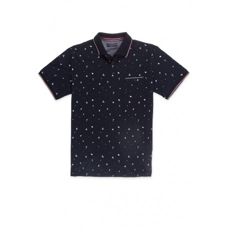 POLO AZUL MARINO CON ESTAMPADO HOMBRE LOSAN