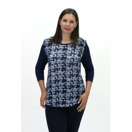 CAMISETA AZUL MARINO TEJIDO FANTASIA MUJER BOGUAR