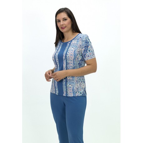 PANTALON CREPE AZUL AZAFATA MUJER BOGUAR