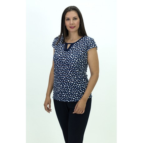CAMISETA DE VOLANTES AZUL MARINO MUJER BOGUAR