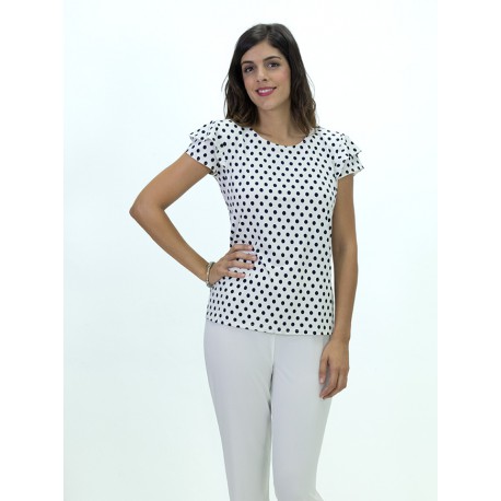 CAMISETA LUNARES MANGA VOLANTES MUJER BOGUAR