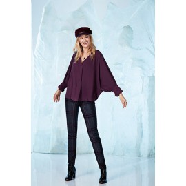 PANTALON PITILLO CUADROS BERENJENA PAZ TORRAS MUJER