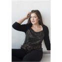CAMISETA FIESTA CON BRILLOS TALLAS GRANDES MUJER L.G. DISSENY