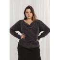 CAMISETA BRILLO DRAPEADO MUJER SPG-JENUAN TALLAS GRANDES