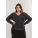 CAMISETA BRILLO DRAPEADO MUJER SPG-JENUAN TALLAS GRANDES