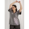 BLUSA PLATA ROCK PLATEADA MUJER SPG-JENUAN TALLAS ESPECIALES