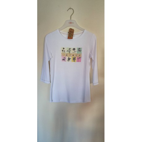 CAMISETA LISA CON MANGA DE ENCAJE LILI DUDU +COLORES