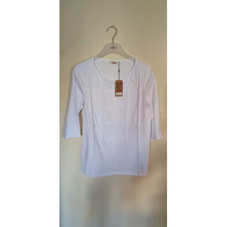 CAMISETA BLANCA LISA CON BORDADOS  LILI DUDU 
