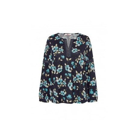 CAMISETA DE PUNTO AZUL MARINO ESTAMPADA MUJER 
